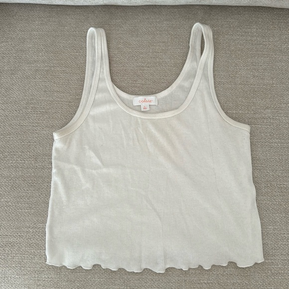 COLSIE WHITE CROPPED TANK TOP SZ L - Picture 1 of 4